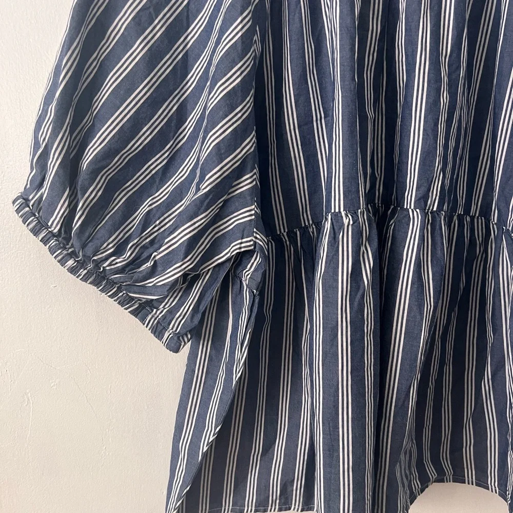 Old Navy Navy and White Striped Blouse - Picture 2 of 9